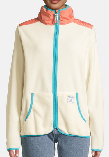 salzhaut - KLÓÓWERBLAD Damen normale Passform - Fleecehoodie - Fleecepullover - Sweatjacke - 3 - #farbe_beige-coral