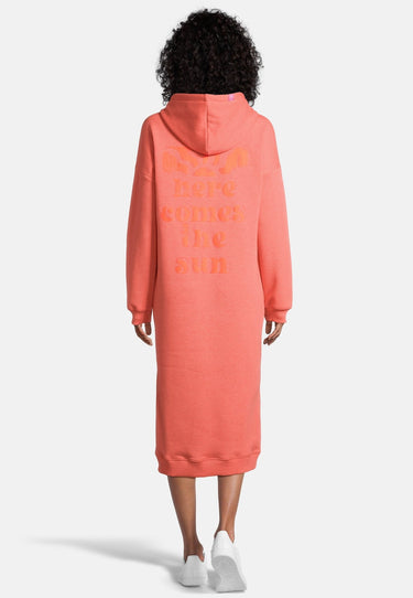 salzhaut - KOK Damen Oversized - Hoodiekleid - Kapuze - Kapuzenpulli - 4 - #farbe_coral