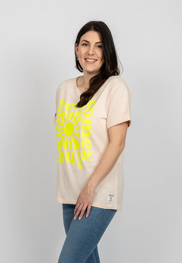 salzhaut - KŌPHŪS Damen Oversized - Frontprint - Oversize - Rundhals - 4 - #farbe_beige