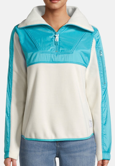 salzhaut - KRÖJKE Damen Regular Fit - Fleecepullover - Hamburg - Troyer - 3 - #farbe_beige-aqua
