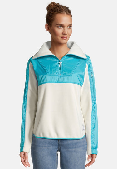 salzhaut - KRÖJKE Damen Regular Fit - Fleecepullover - Hamburg - Troyer - 1 - #farbe_beige-aqua