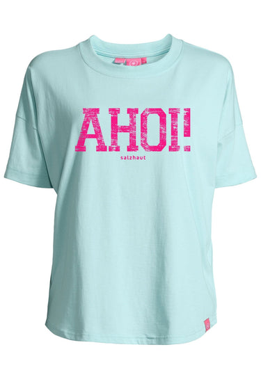 Salzhaut - LEEV-AHOI Damen Relaxed-Fit - Frontprint - Hamburg - Reduziert - 22 - #farbe_aqua-neon-pink