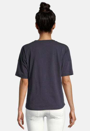 salzhaut - LEEV Damen Oversized - Hamburg - Rundhals - T-Shirt - 40 - #farbe_navy