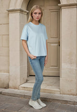 salzhaut - LEEV Damen Shirt Oversized - adenauer & co - Anker - Basic - 34 - #farbe_Light Blue