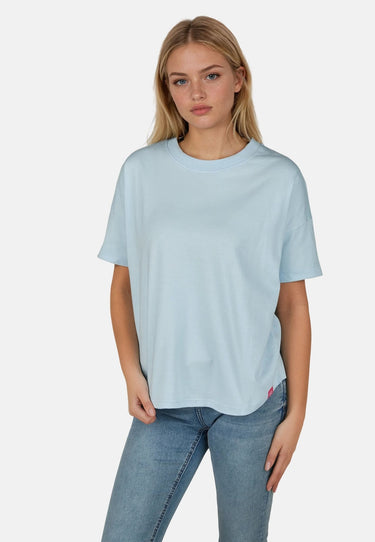 salzhaut - LEEV Damen Oversized - Hamburg - Rundhals - T-Shirt - 34 - #farbe_light-blue