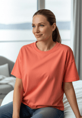 salzhaut - LEEV Damen Shirt Oversized - adenauer & co - Anker - Basic - 17 - #farbe_Coral