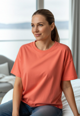 salzhaut - LEEV Damen Shirt Oversized - adenauer & co - Anker - Basic - 17 - #farbe_Coral
