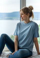 salzhaut - LEEV Damen Shirt Oversized - adenauer & co - Anker - Basic - 29 - #farbe_Ice Blue