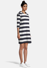 Salzhaut - LÖÖVSTICK Damen Oversized - Hoodie - Hoodiekleid - Kapuze - 5 - #farbe_navy-offwhite