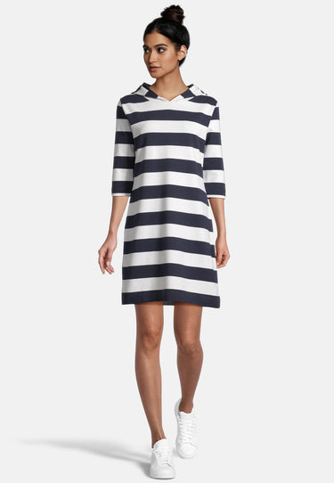 salzhaut - LÖÖVSTICK Damen Oversized - Hoodie - Hoodiekleid - Kapuze - 1 - #farbe_navy-offwhite