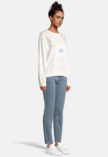 salzhaut - LÖÖW Damen Oversized - Frontprint - Rundhals - Sweatshirt - 5 - #farbe_offwhite