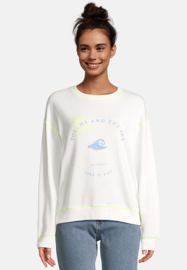 salzhaut - LÖÖW Damen Oversized - Frontprint - Rundhals - Sweatshirt - 1 - #farbe_offwhite