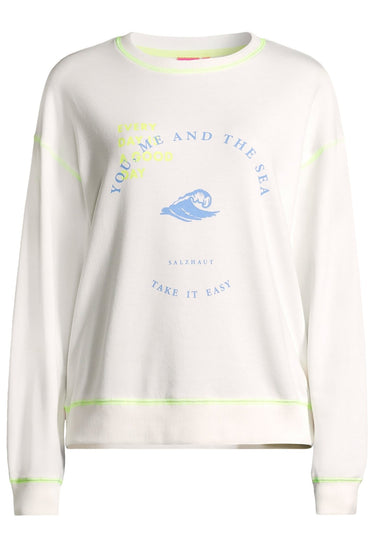 salzhaut - LÖÖW Damen Oversized - Frontprint - Rundhals - Sweatshirt - 2 - #farbe_offwhite