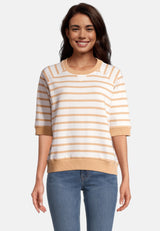 Salzhaut - MÖLLE Damen Oversized - Frontprint - Reduziert - Rundhals - 1 - #farbe_offwhite-camel