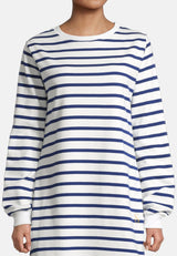 salzhaut - MÖPPKES Damen Kurzes Kleid (Mini) Oversized - adenauer & co - Anker - Basic - 4 - #farbe_Offwhite-Ultramarine