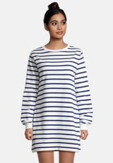 salzhaut - MÖPPKES Damen Kurzes Kleid (Mini) Oversized - adenauer & co - Anker - Basic - 2 - #farbe_Offwhite-Ultramarine