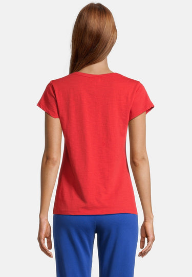 salzhaut - MÜLCH Damen Leicht tailliert - Frontprint - Rundhals - T-Shirt - 4 - #farbe_chilli-red