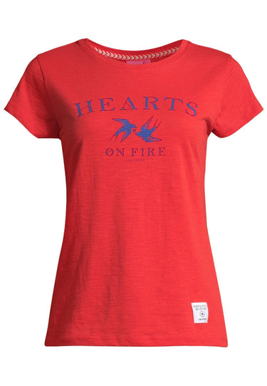 salzhaut - MÜLCH Damen Leicht tailliert - Frontprint - Rundhals - T-Shirt - 2 - #farbe_chilli-red