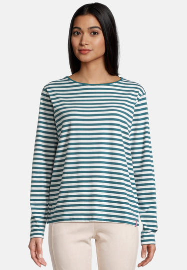 salzhaut - NEFERTEN Damen Leicht tailliert - Ringelkleid - Rundhals - Sweatshirt - 1 - #farbe_offwhite-dragonfly