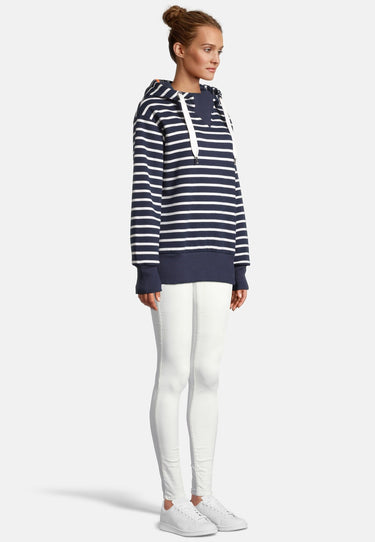 salzhaut - ÖLGE Damen Leicht tailliert - Hoodie - Kapuzenpullover - Langarmshirt - 5 - #farbe_navy-offwhite