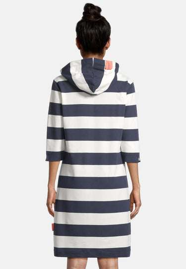 salzhaut - PAMPUSCHEN Damen Tailliert - Hoodie - Hoodiekleid - ringel - 9 - #farbe_navy-offwhite