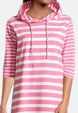 Salzhaut - PANNEVOGEL Damen Leicht tailliert - Hoodiekleid - Kapuze - Reduziert - 3 - #farbe_offwhite-blossom