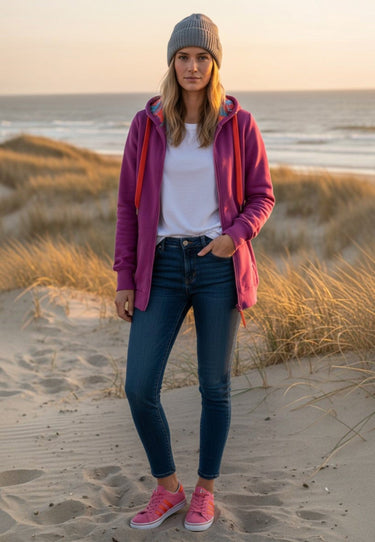 salzhaut - REFFEN Damen Sweatjacke Leicht tailliert - adenauer & co - Anker - Basic - 1 - #farbe_Plum