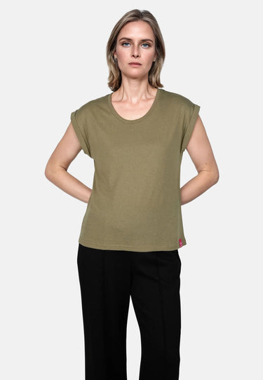 salzhaut - SÖMMER Damen Relaxed-Fit - Oversize - T-Shirt - überschnitten - 48 - #farbe_seagrass