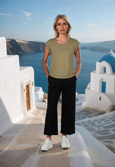 salzhaut - SÖMMER Damen Relaxed-Fit - Oversize - T-Shirt - überschnitten - 46 - #farbe_seagrass