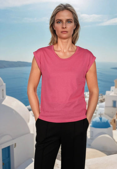 salzhaut - SÖMMER Damen Relaxed-Fit - Oversize - T-Shirt - überschnitten - 38 - #farbe_pink