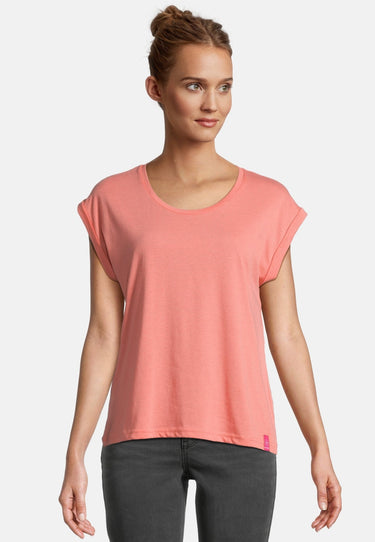 salzhaut - SÖMMER Damen Relaxed-Fit - Oversize - T-Shirt - überschnitten - 1 - #farbe_coral