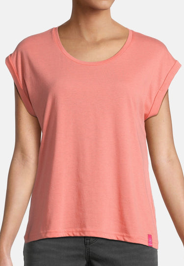 salzhaut - SÖMMER Damen Relaxed-Fit - Oversize - T-Shirt - überschnitten - 3 - #farbe_coral