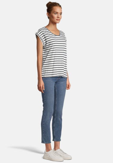 salzhaut - SÖMMER - RINGEL Damen Relaxed-Fit - Hamburg - Oversize - T-Shirt - 5 - #farbe_navy-offwhite