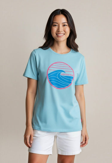 salzhaut - STEENTJE - KÜSTENLIEBE WELLE Damen Relaxed-Fit - adenauer & co - Anker - Basic - 3 - farbe_Aqua-Neon Pink