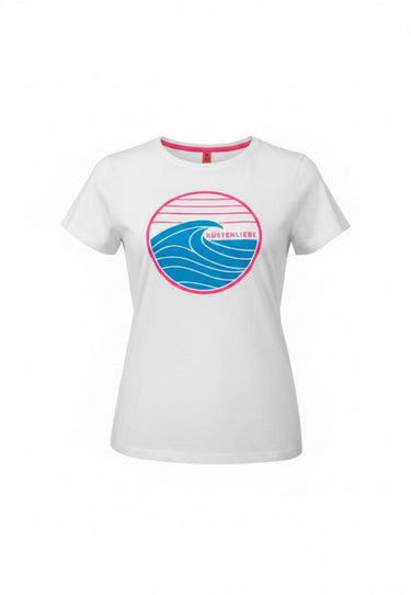 salzhaut - STEENTJE - KÜSTENLIEBE WELLE Damen Shirt Regular Fit - adenauer & co - Anker - Basic - 7 - #farbe_White-Neon Pink-Ocean