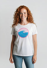 salzhaut - STEENTJE - KÜSTENLIEBE WELLE Damen Shirt Regular Fit - adenauer & co - Anker - Basic - 8 - #farbe_White-Neon Pink-Ocean