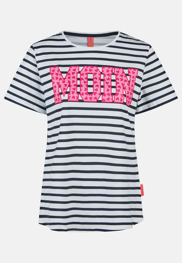 salzhaut - STEENTJE RINGEL - MOIN Herzen Damen Shirt Regular Fit - Anker - Basic - 2 - #farbe_Navy-Offwhite-Blossom