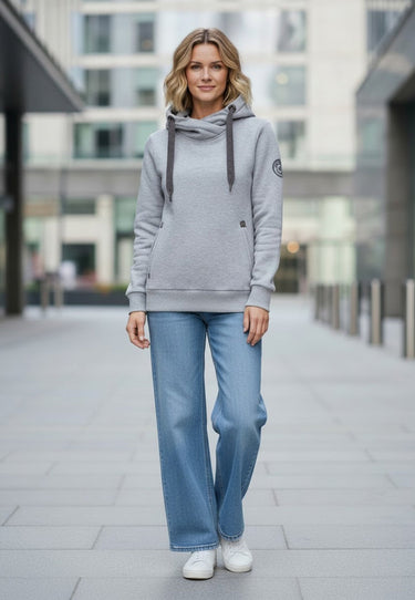 salzhaut - SÜNN Damen Hoodie Tailliert - adenauer & co - Anker - Basic - 102 - #farbe_Grey Melange