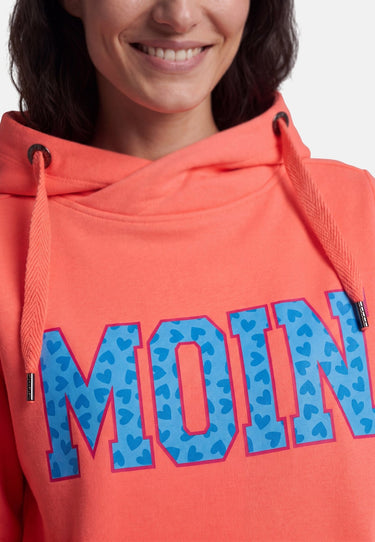 salzhaut - SÜNN - MOIN Herzen Damen Hoodie Tailliert - adenauer & co - Anker - Basic - 37 - #farbe_Fiery Coral-Ocean Blue