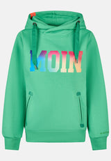 salzhaut - Damen Hoodie SÜNN - MOIN Multicolor Tailliert - adenauer & co - Anker - Basic - 18 - #farbe_Apple Green-Multicolor