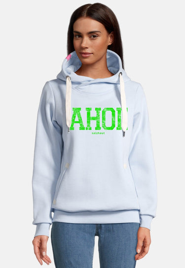 salzhaut - SÜNN - AHOI Damen Tailliert - Damen - Hoodie - Sweat - 1 - #farbe_light-blue-neongr-n