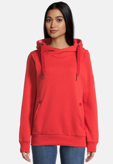 salzhaut - SÜNN Damen Tailliert - Hamburg - Hoodie - Kapuzenpulli - 1 - #farbe_chilli-red