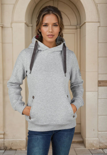 salzhaut - SÜNN Damen Tailliert - Hamburg - Hoodie - Kapuzenpulli - 90 -#farbe_grey-melange