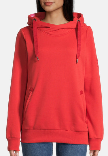 salzhaut - SÜNN Damen Tailliert - Hamburg - Hoodie - Kapuzenpulli - 3 - #farbe_chilli-red