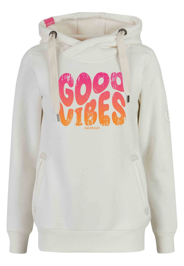 salzhaut - SÜNN - GOOD VIBES Damen Tailliert - Frontprint - Hamburg - Kapuzenpulli - 1 - #farbe_offwhite