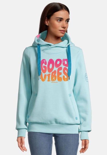 salzhaut - SÜNN - GOOD VIBES Damen Tailliert - Frontprint - Hamburg - Kapuzenpulli - 6 - #farbe_aqua