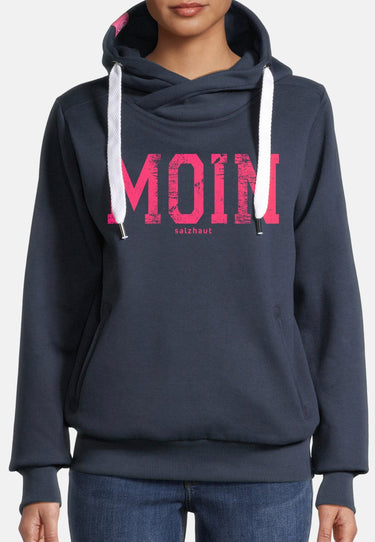 salzhaut - SÜNN - MOIN Damen Tailliert - Damen - Frontprint - Hoodie - 23 - #farbe_navy-neon-pink