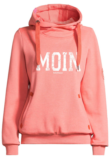 salzhaut - SÜNN - MOIN Damen Tailliert - Damen - Frontprint - Hoodie - 32 - #farbe_coral-weiß