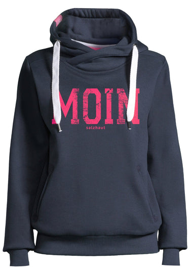 salzhaut - SÜNN - MOIN Damen Tailliert - Damen - Frontprint - Hoodie - 22 - #farbe_navy-neon-pink
