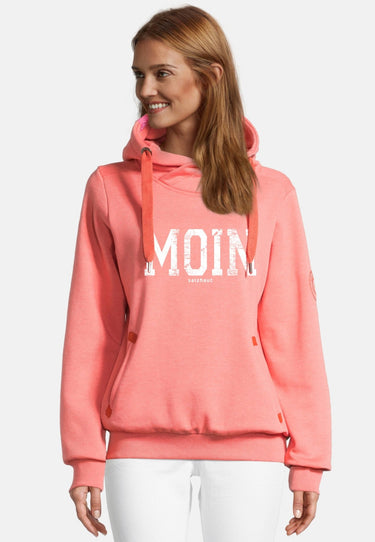 salzhaut - SÜNN - MOIN Damen Tailliert - Damen - Frontprint - Hoodie - 31 - #farbe_coral-weiß